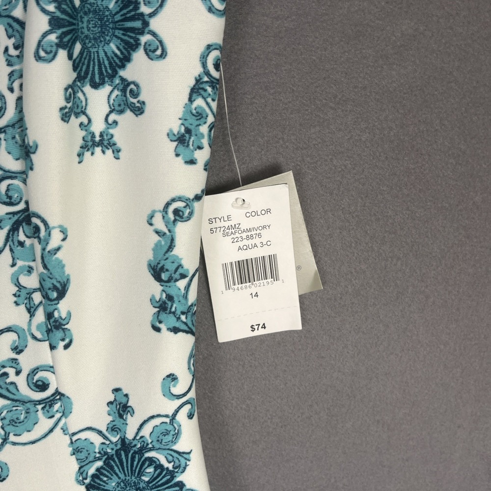 NWT- Danny and Nicole Floral Fit & Flare Dress Seafoam Ivory Women SZ 14 - Picture 4 of 7
